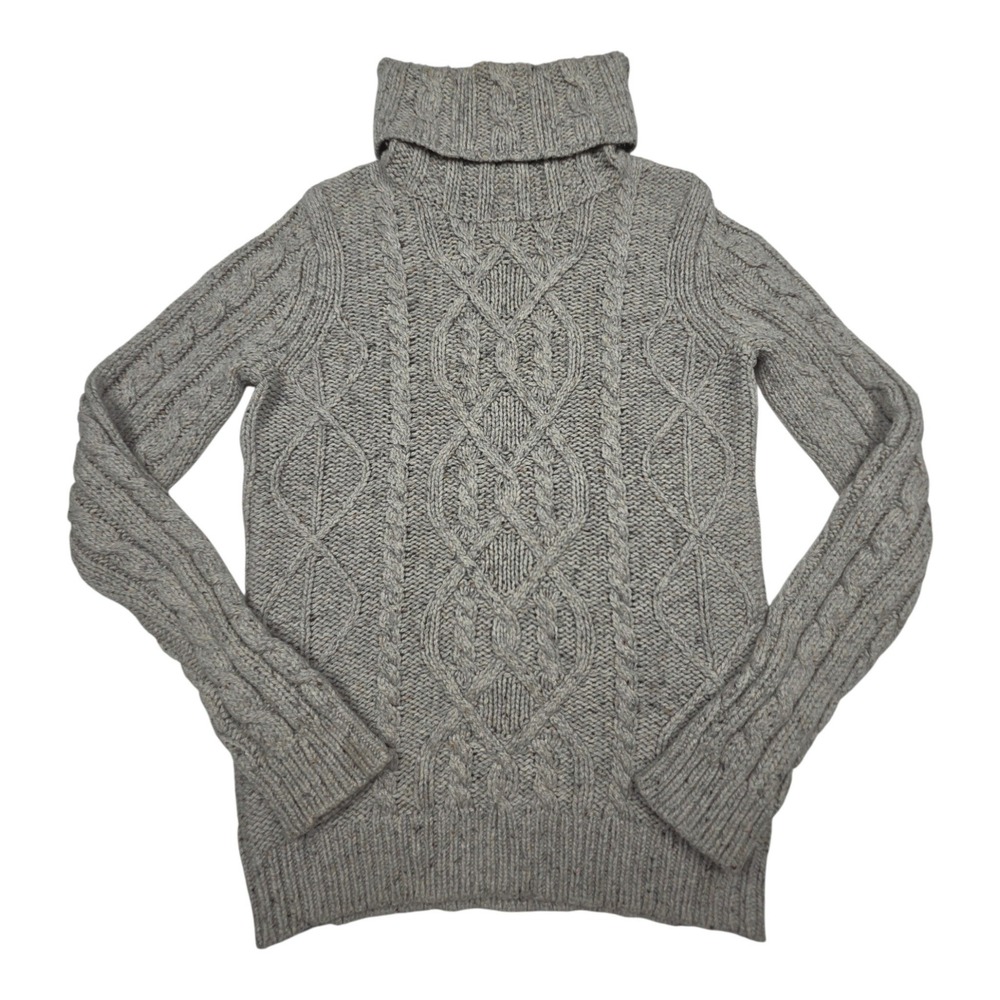 Orvis Wool Cashmere Turtleneck Soft Sweater S Gray Cable Knit Quiet Luxury